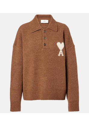 Ami Paris Alpaca and wool-blend polo sweater