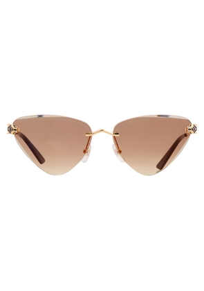 Cartier Panthere de Cartier Brown Gradient Gold Flash Cat Eye Ladies Sunglasses CT0399S 003 62
