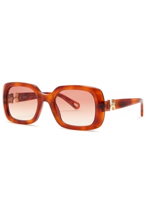 Chloe Marcie Square-frame Sunglasses - Brown Havana - One Size