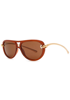Bottega Veneta Knotted Aviator-style Sunglasses - Brown Brown - One Size
