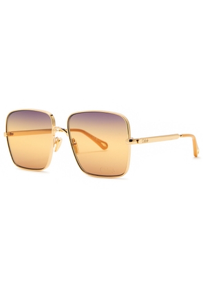 Chloe Butterfly-frame Sunglasses - Gold - One Size