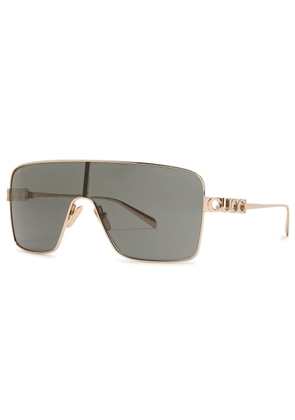 Gucci Flattop Mask Sunglasses - Gold - One Size