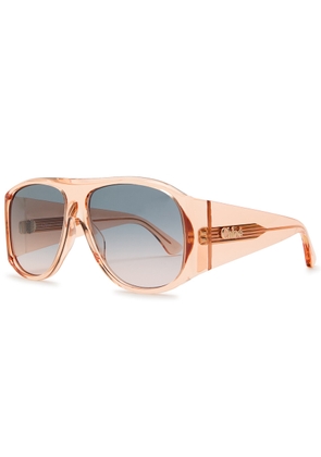 Chloe Oversized Aviator-style Sunglasses - Orange Other - One Size