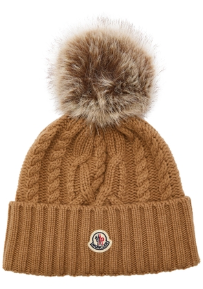 Moncler Ribbed Wool and Cashmere-blend Bobble hat - Khaki - One Size