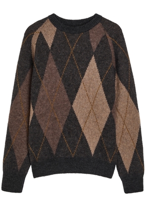 Universal Works Diamond-intarsia Alpaca-blend Jumper - Brown - Xxl