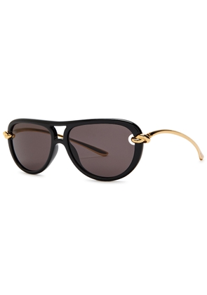 Bottega Veneta Knotted Aviator-style Sunglasses - Black - One Size