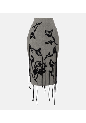 Erdem Embroidered wool pencil skirt