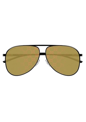 Gucci Yellow Mirror Logo Pilot Mens Sunglasses GG1677S 005 62