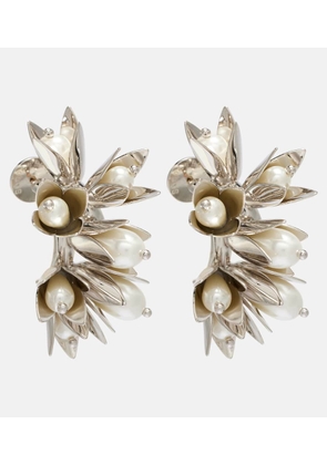 Simone Rocha Floral faux pearls hoop earrings