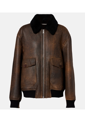 Nour Hammour Anton shearling-lined leather bomber jacket