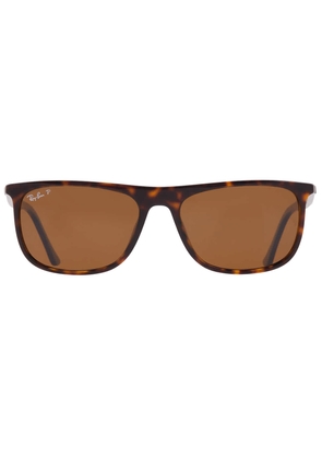 Ray Ban Polarized Brown Rectangular Unisex Sunglasses RB2216 902/57 58