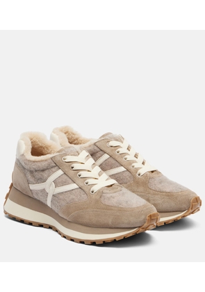 Veronica Beard Valentina suede-trimmed leather sneakers