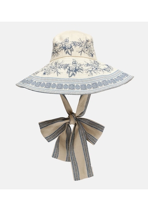 Alemais Villa Romantica printed linen sun hat