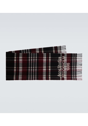Acne Studios Logo checked fringed wool scarf