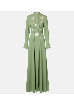 Oscar de la Renta Embroidered silk-blend georgette gown