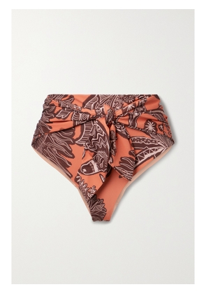 Johanna Ortiz - + Net Sustain Herencia Knotted Printed Recycled Bikini Briefs - Orange - x small,small,medium,large,x large
