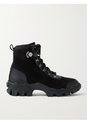 Moncler - Helis Logo-print Leather-trimmed Suede Ankle Boots - Black - IT35,IT35.5,IT36,IT36.5,IT37,IT37.5,IT38,IT38.5,IT39,IT39.5,IT40,IT40.5,IT41
