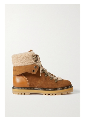 SEE BY CHLOÉ - Eilieen Shearling-lined Suede And Leather Ankle Boots - Brown - IT35,IT36,IT37,IT38,IT39,IT40,IT41,IT42