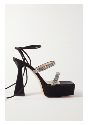 MACH & MACH - Devon Crystal-embellished Satin Platform Sandals - Black - IT35,IT35.5,IT36,IT36.5,IT37,IT37.5,IT38,IT38.5,IT39,IT39.5,IT40,IT40.5,IT41,IT41.5,IT42