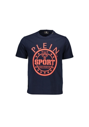 Blue Cotton Men T-Shirt - S