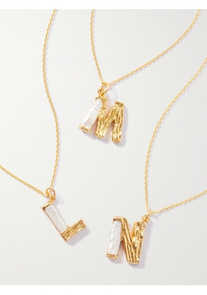 Pacharee - Alphabet Gold-plated Pearl Necklace - A,B,C,D,E,F,G,H,I,J,K,L,M,N,O,P,Q,R,S,T,U,V,W,X,Y,Z