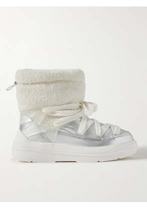 Moncler - Insolux M Rubber-trimmed Fleece, Metallic Shell And Leather Snow Boots - White - IT35,IT35.5,IT36,IT36.5,IT37,IT37.5,IT38,IT38.5,IT39,IT39.5,IT40,IT41