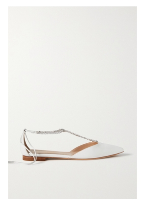 Gianvito Rossi - Crystal-embellished Leather Point-toe Flats - White - IT35,IT36,IT37,IT37.5,IT38,IT38.5,IT39,IT39.5,IT40,IT40.5,IT41,IT42