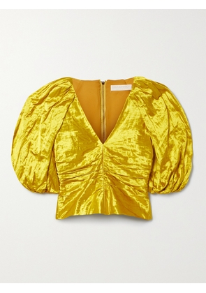 Ulla Johnson - Vera Ruched Duchesse-satin Top - Gold - US0,US2,US4,US6,US8,US10