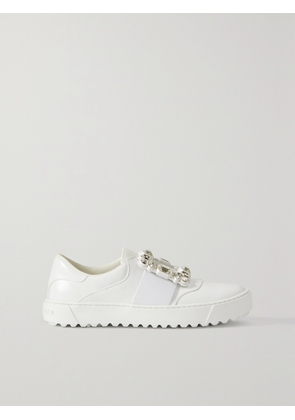 Roger Vivier - Viv Golf Crystal-embellished Buckled Leather Sneakers - White - IT34.5,IT35,IT35.5,IT36,IT36.5,IT37,IT37.5,IT38,IT38.5,IT39,IT39.5,IT40,IT40.5,IT41,IT41.5,IT42