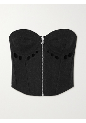 Jean Paul Gaultier - Cutout Wool-blend Felt Bustier Top - Gray - FR 34,FR 36,FR 38,FR 40,FR 42,FR 44