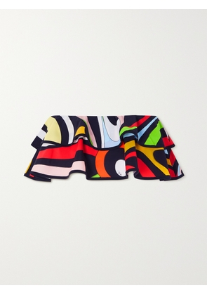PUCCI - Marmo Printed Ruffled Bandeau Bikini Top - Black - x small,small,medium,large,x large