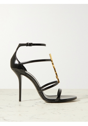 SAINT LAURENT - Cassandra Embellished Patent-leather Sandals - Black - IT34,IT34.5,IT35,IT35.5,IT36,IT36.5,IT37,IT37.5,IT38,IT38.5,IT39,IT39.5,IT40,IT40.5,IT41,IT41.5,IT42