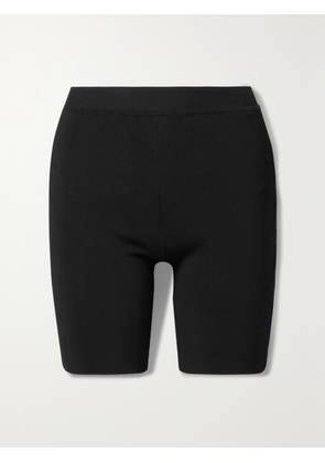 LOEWE - Striped Embroidered Stretch-knit Biker Shorts - Black - x small,small,medium,large