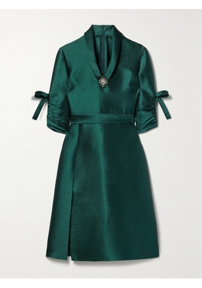 REEM ACRA - Crystal-embellished Satin-piqué Mini Dress - Green - US2,US4,US6,US8,US10,US12,US14,US16