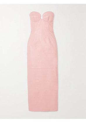 Magda Butrym - Strapless Paneled Leather Bustier Midi Dress - Pink - FR 34,FR 36,FR 38,FR 40