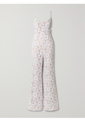 MICHAEL KORS COLLECTION - Cutout Satin-trimmed Cotton-blend Corded Lace Jumpsuit - White - US2,US4,US6