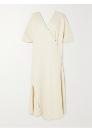 BASERANGE - Venn Wrap-effect Draped Silk Maxi Dress - Cream - x small,small,medium,large