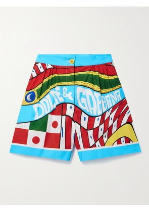 Dolce & Gabbana - Printed Cotton-poplin Shorts - Blue - IT36,IT38,IT40,IT42,IT44,IT46,IT48,IT50