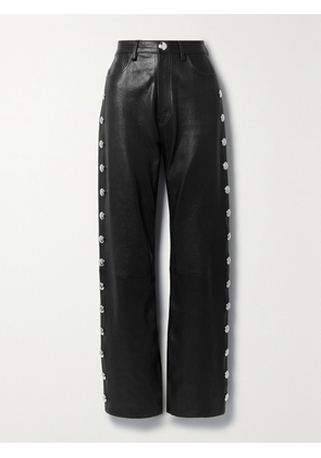 KHAITE - Danielle Embellished Leather Straight-leg Pants - Black - US0,US2,US4,US6,US8,US10