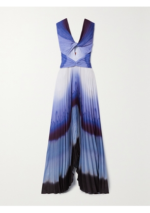 Altuzarra - Kalymnos Twist-front Cutout Tie-dyed Plissé Crepe De Chine Maxi Dress - Blue - FR 34,FR 36,FR 38