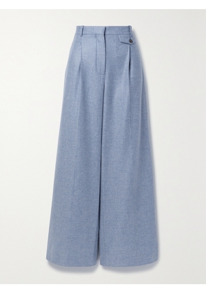 Loro Piana - Pleated Cashmere Wide-leg Pants - Blue - IT36,IT38,IT40,IT42,IT44,IT46,IT48
