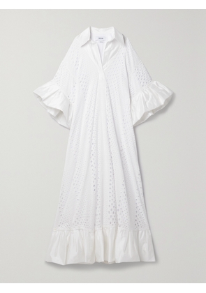 Christopher John Rogers - Oversized Shantung-trimmed Broderie Anglaise Cotton-blend Maxi Dress - White - x small,small,medium,large,x large,xx large