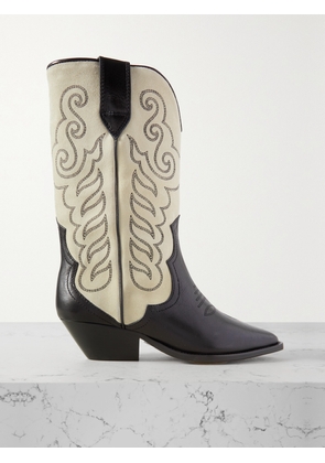 Isabel Marant - Duerto Embroidered Leather-trimmed Suede Cowboy Boots - White - FR36,FR37,FR38,FR39,FR40,FR41