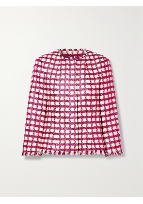 Oscar de la Renta - Frayed Checked Metallic Wool-blend Tweed Jacket - Red - US0,US2,US4,US6,US8,US10