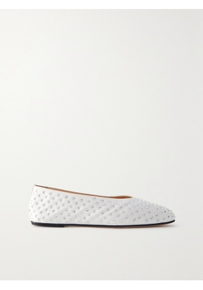 Magda Butrym - Crystal-embellished Satin Ballet Flats - White - IT35,IT36,IT37,IT38,IT39,IT40,IT41