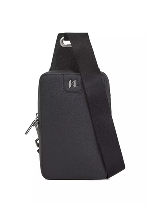 Karl Lagerfeld monogram leather messenger bag - Black
