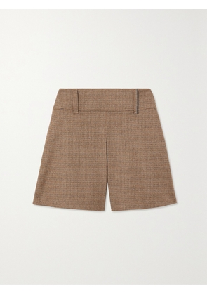 Brunello Cucinelli - Bead-embellished Checked Wool-blend Shorts - Brown - IT38,IT40,IT42,IT44,IT46,IT48