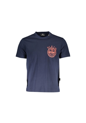 Blue Cotton Men T-Shirt - S