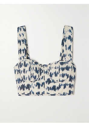 Ulla Johnson - Carisia Cropped Printed Cotton Bustier Top - Blue - US00,US0,US2,US4,US6,US8,US10,US12