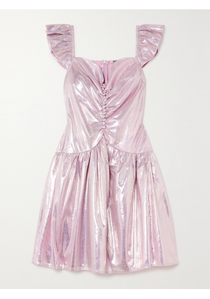 BATSHEVA - Wendy Ruched Holographic Lamé Mini Dress - Purple - US0,US2,US4,US6,US8,US10,US12,US14,US16,US18
